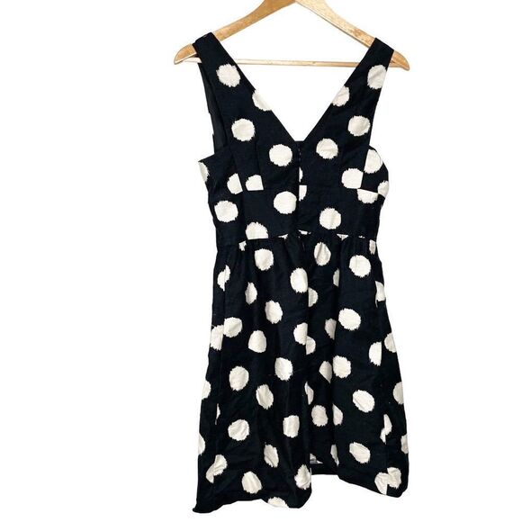 LOFT Women’s Black & Beige Watercolor Polka Dot Mini Dress V Neck Size 0 - Picture 2 of 4
